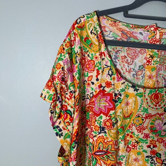 NEW Cynthia Rowley floral lightweight full button back detail flowy shirt top - Picture 2 of 10